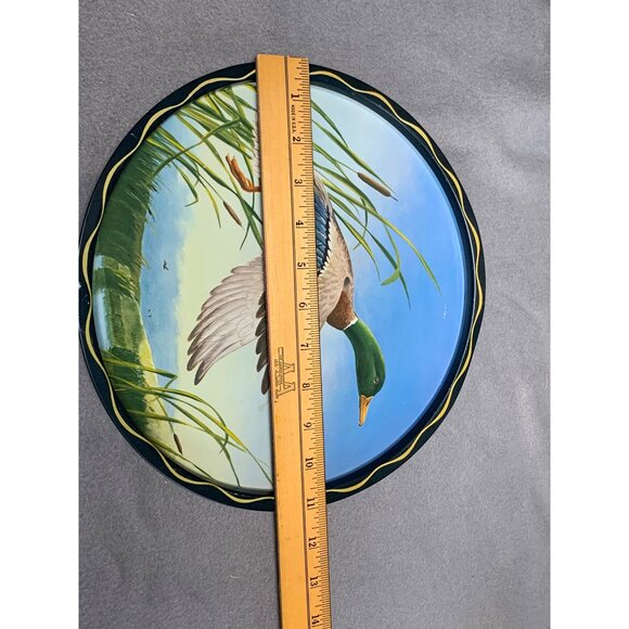 Vintage Metal Duck Themed Wall Decor Plate by James Artig 11" Round Nature Art - Picture 4 of 13